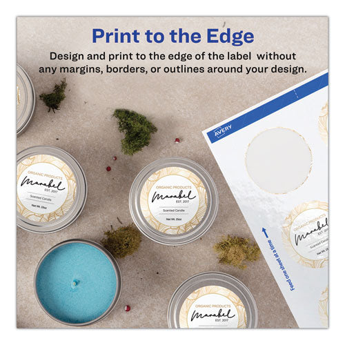 Image of Avery® 22807 Round Print-To-The Edge Labels With Sure Feed And Easy Peel, 2" Dia, Glossy White, 120/pk