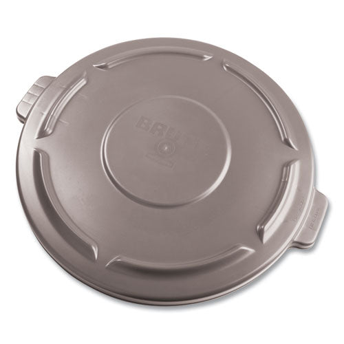 Image of Rubbermaid® Commercial FG263100GRAY BRUTE Self-Draining Flat Top Lid, for 32 gal Round BRUTE Containers, 22.25" Diameter, Gray