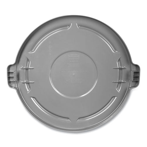 Image of Rubbermaid® Commercial FG263100GRAY BRUTE Self-Draining Flat Top Lid, for 32 gal Round BRUTE Containers, 22.25" Diameter, Gray