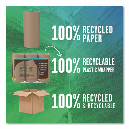 Image of Seventh Generation® 13720 Natural Unbleached 100% Recycled Paper Kitchen Towel Rolls, 2-Ply, 11 x 9, 120 Sheets/Roll