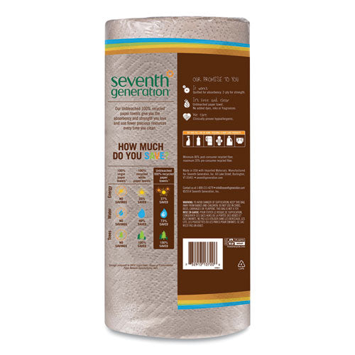 Image of Seventh Generation® 13720 Natural Unbleached 100% Recycled Paper Kitchen Towel Rolls, 2-Ply, 11 x 9, 120 Sheets/Roll