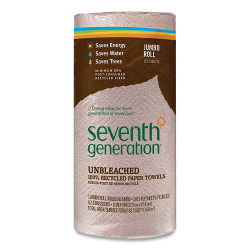 Image of Seventh Generation® 13720 Natural Unbleached 100% Recycled Paper Kitchen Towel Rolls, 2-Ply, 11 x 9, 120 Sheets/Roll