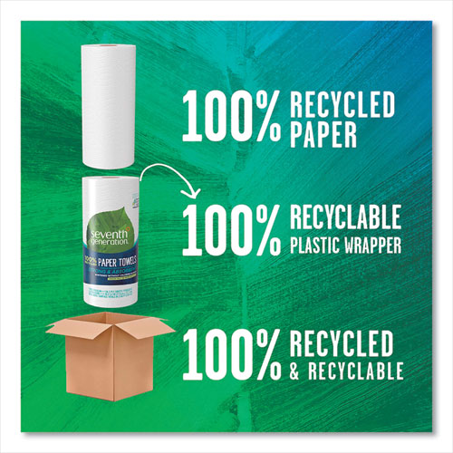 Image of Seventh Generation® 13722 100% Recycled Paper Kitchen Towel Rolls, 2-Ply, 11 x 5.4, 156 Sheets/Roll, 24 Rolls/Carton