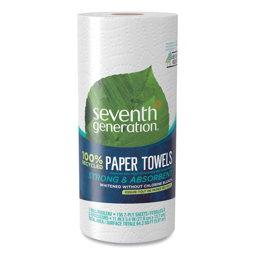 Image of Seventh Generation® 13722 100% Recycled Paper Kitchen Towel Rolls, 2-Ply, 11 x 5.4, 156 Sheets/Roll, 24 Rolls/Carton