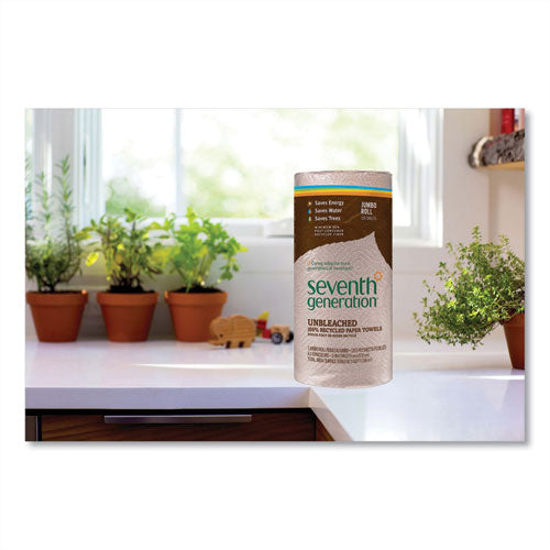 Image of Seventh Generation® SEV 13720 Natural Unbleached 100% Recycled Paper Kitchen Towel Rolls, 2-Ply, Individually Wrapped, 11 x 9, 120/Roll, 30 Rolls/Carton