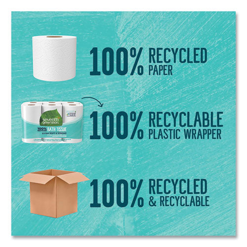 Image of Seventh Generation® 13733 100% Recycled Bathroom Tissue, Septic Safe, 2-Ply, White, 240 Sheets/Roll, 12 Rolls/Pack