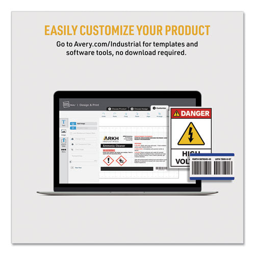 Image of Avery® 60502 Ultraduty Ghs Chemical Waterproof And Uv Resistant Labels, 4.75 X 7.75, White, 2/sheet, 50 Sheets/box