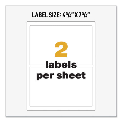 Image of Avery® 60502 Ultraduty Ghs Chemical Waterproof And Uv Resistant Labels, 4.75 X 7.75, White, 2/sheet, 50 Sheets/box