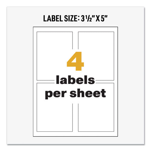 Image of Avery® 60503 Ultraduty Ghs Chemical Waterproof And Uv Resistant Labels, 3.5 X 5, White, 4/sheet, 50 Sheets/box