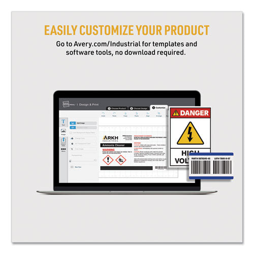 Image of Avery® 60504 Ultraduty Ghs Chemical Waterproof And Uv Resistant Labels, 4 X 4, White, 4/sheet, 50 Sheets/box