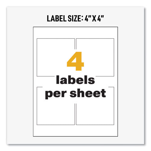 Image of Avery® 60504 Ultraduty Ghs Chemical Waterproof And Uv Resistant Labels, 4 X 4, White, 4/sheet, 50 Sheets/box