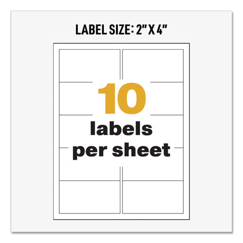 Image of Avery® 60505 Ultraduty Ghs Chemical Waterproof And Uv Resistant Labels, 2 X 4, White, 10/sheet, 50 Sheets/box