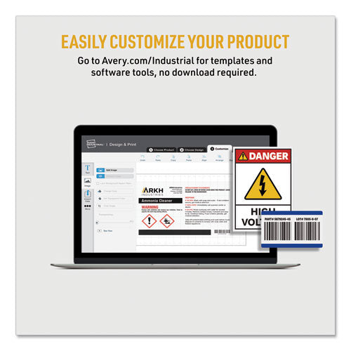 Image of Avery® 60506 Ultraduty Ghs Chemical Waterproof And Uv Resistant Labels, 2 X 2, White, 12/sheet, 50 Sheets/box