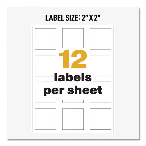 Image of Avery® 60506 Ultraduty Ghs Chemical Waterproof And Uv Resistant Labels, 2 X 2, White, 12/sheet, 50 Sheets/box
