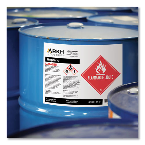 Image of Avery® 60507 UltraDuty GHS Chemical Waterproof and UV Resistant Labels, 8.5 x 11, White, 500/Pack