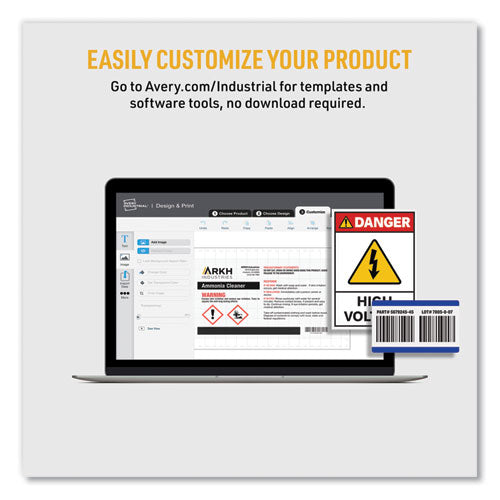 Image of Avery® 60501 Ultraduty Ghs Chemical Waterproof And Uv Resistant Labels, 8.5 X 11, White, 50/box