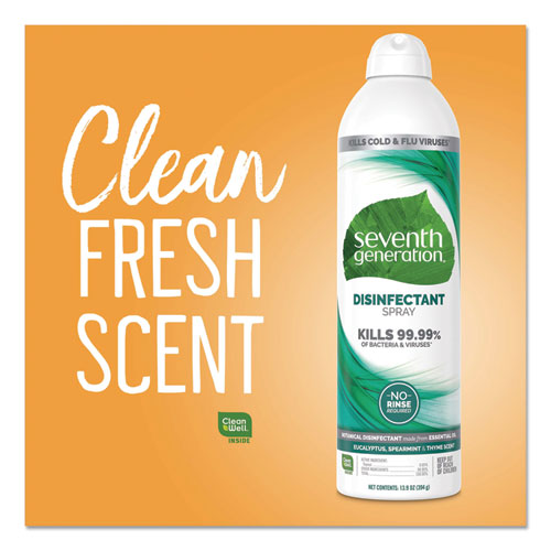 Image of Seventh GenerationÂ® Disinfectant Sprays, Eucalyptus/spearmint/thyme, 13.9 Oz Spray Bottle, 8/carton