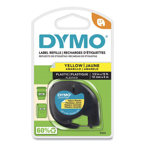 Image of DYMO® 91332 Letratag Plastic Label Tape Cassette, 0.5" X 13 Ft, Yellow