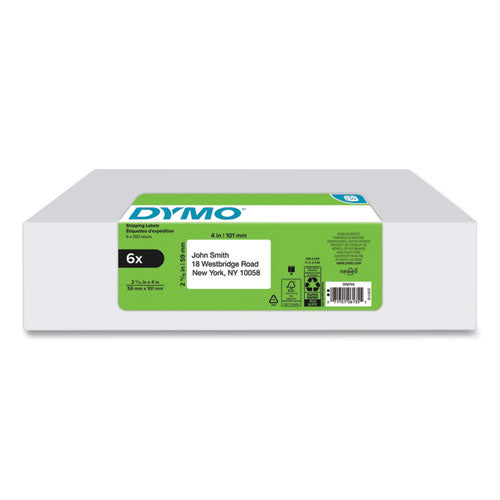 Image of DYMO® 2050765 LW Shipping Labels, 2.31" x 4", White, 300 Labels/Roll, 6 Rolls/Pack