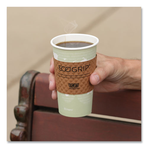 Image of Eco-Products® EG-2000 EcoGrip Recycled Content Hot Cup Sleeve, Fits 12, 16, 20, 24 oz Cups, Kraft, 1,300/Carton