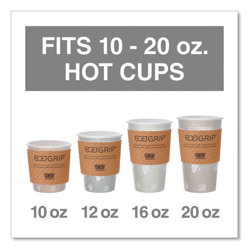 Image of Eco-Products® EG-2000 EcoGrip Recycled Content Hot Cup Sleeve, Fits 12, 16, 20, 24 oz Cups, Kraft, 1,300/Carton