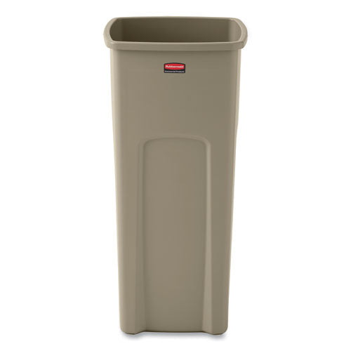 Image of Rubbermaid® Commercial FG356988BEIG Untouchable Square Waste Receptacle, 23 gal, Plastic, Beige