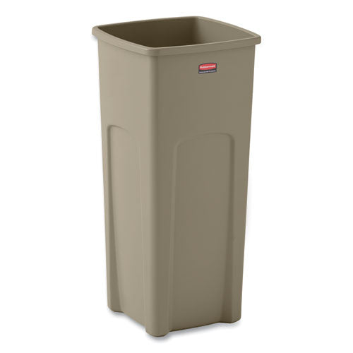 Image of Rubbermaid® Commercial FG356988BEIG Untouchable Square Waste Receptacle, 23 gal, Plastic, Beige