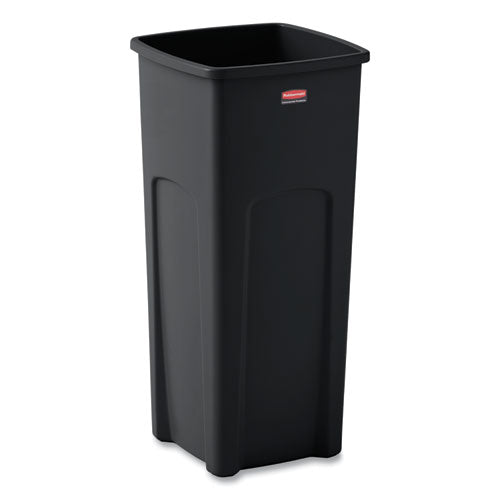 Image of Rubbermaid® Commercial FG356988BLA Untouchable Square Waste Receptacle, 23 gal, Plastic, Black