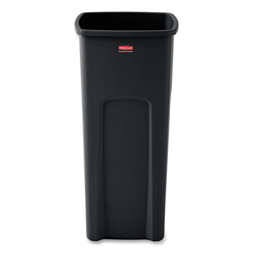 Image of Rubbermaid® Commercial FG356988BLA Untouchable Square Waste Receptacle, 23 gal, Plastic, Black