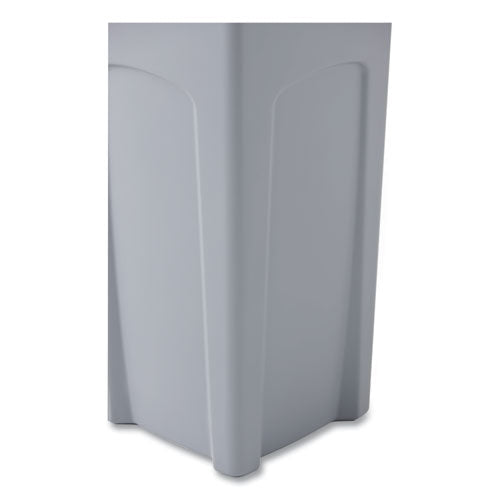 Image of Rubbermaid® Commercial FG356988GRAY Untouchable Square Waste Receptacle, 23 gal, Plastic, Gray