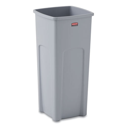 Image of Rubbermaid® Commercial FG356988GRAY Untouchable Square Waste Receptacle, 23 gal, Plastic, Gray