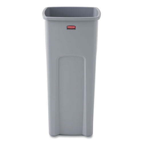 Image of Rubbermaid® Commercial FG356988GRAY Untouchable Square Waste Receptacle, 23 gal, Plastic, Gray