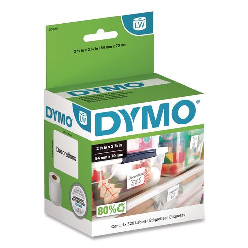 Image of DYMO® 30324 Lw Multipurpose Labels, 2.75" X 2.12", White, 320 Labels/roll