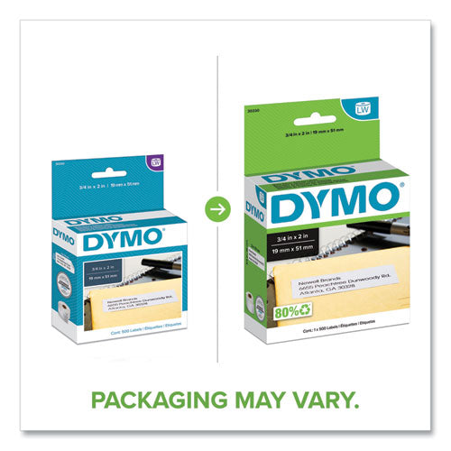 Image of DYMO® 30330 Labelwriter Return Address Labels, 0.75" X 2", White, 500 Labels/roll