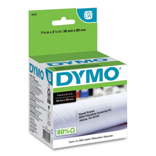 Image of DYMO® 30321 Labelwriter Address Labels, 1.4" X 3.5", White, 260 Labels/roll, 2 Rolls/pack