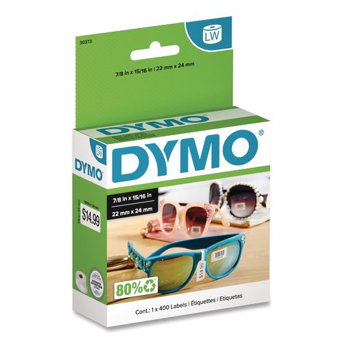 Image of DYMO® 30373 Lw Price Tag Labels, 0.93" X 0.87", White, 400 Labels/roll