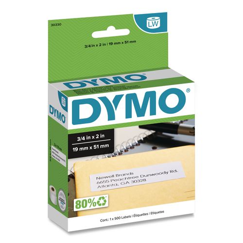 Image of DYMO® 30330 Labelwriter Return Address Labels, 0.75" X 2", White, 500 Labels/roll