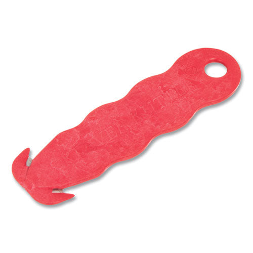 Image of San Jamar® KK403 Klever Kutter Safety Cutter, 3 Razor Blades, 1" Blade, 4" Plastic Handle, Red