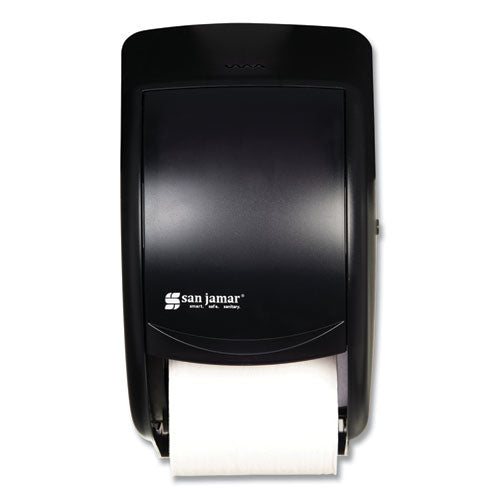 Image of San Jamar® R3500TBK Duett Classic Standard Toilet Tissue Dispenser, 2 Roll, 7.5 x 7 x 12.75, Black Pearl
