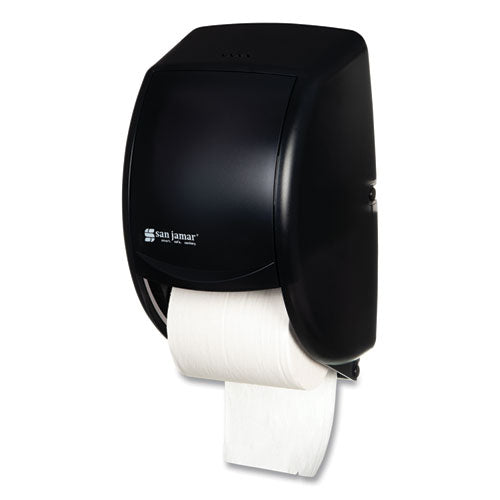 Image of San Jamar® R3500TBK Duett Classic Standard Toilet Tissue Dispenser, 2 Roll, 7.5 x 7 x 12.75, Black Pearl