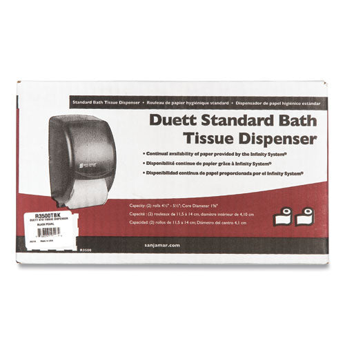 Image of San Jamar® R3500TBK Duett Classic Standard Toilet Tissue Dispenser, 2 Roll, 7.5 x 7 x 12.75, Black Pearl