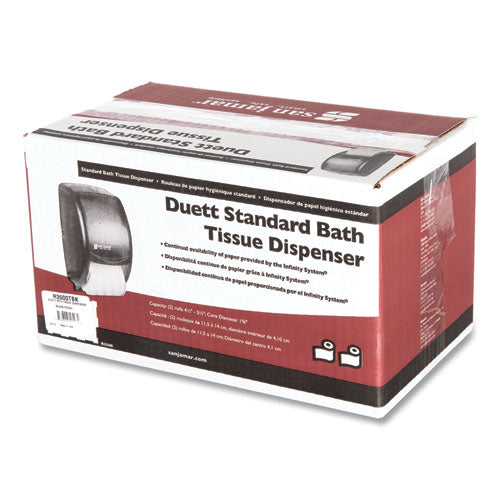 Image of San Jamar® R3500TBK Duett Classic Standard Toilet Tissue Dispenser, 2 Roll, 7.5 x 7 x 12.75, Black Pearl