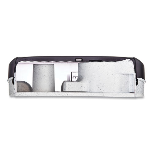 Image of San Jamar® R4000TBK Twin 9" Jumbo BathTissue Dispenser, Classic, 19 x 5.25 x 12, Transparent Black Pearl