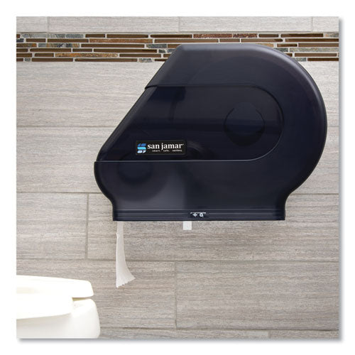Image of San Jamar® R6500TBK Quantum 12"-13" JBT Dispenser, Classic, 22 x 5.88 x 16.5, Transparent Black Pearl