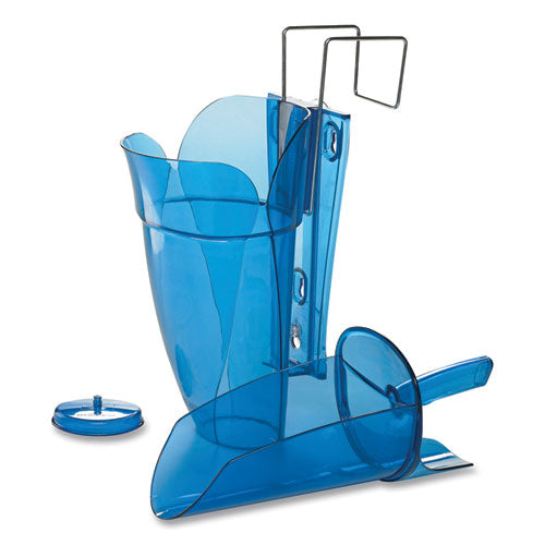 Image of San Jamar® SAN SI9000 Saf-T-Scoop and Guardian System for Ice Machines, 64 oz to 86 oz Ice Scoop, Transparent Blue