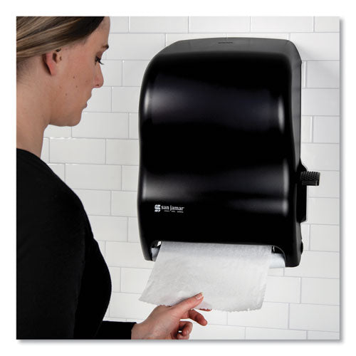 Image of San Jamar® T1100TBK Lever Roll Towel Dispenser, Classic, 12.94 X 9.25 X 16.5, Transparent Black Pearl