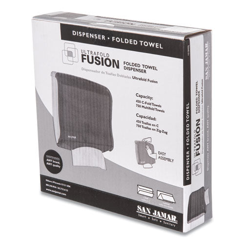 Image of San Jamar® T1755TBK Ultrafold Fusion C-Fold And Multifold Towel Dispenser, 11.5 X 5.5 X 11.5, Black