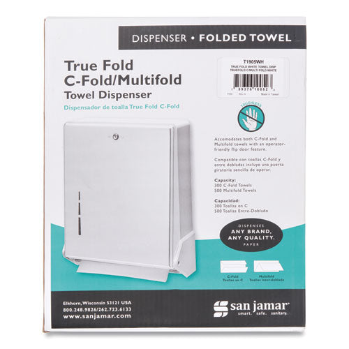 Image of San Jamar® T1905WH True Fold C-Fold/multifold Paper Towel Dispenser, 11.63 X 5 X 14.5, White