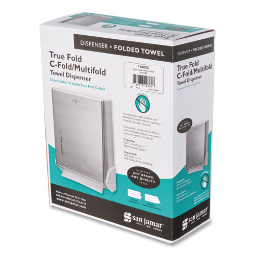 Image of San Jamar® T1905XC True Fold C-Fold/multifold Paper Towel Dispenser, 11.63 X 5 X 14.5, Chrome