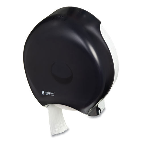 Image of San Jamar® R6000TBK Single 12" JBT Bath Tissue Dispenser, Classic, 1 Roll, 12.9 x 5.63 x 14.88, Transparent Black Pearl